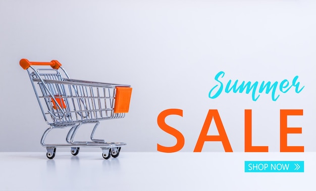 Summer Sale Shopping cart and Summer Sale Shop now lettering