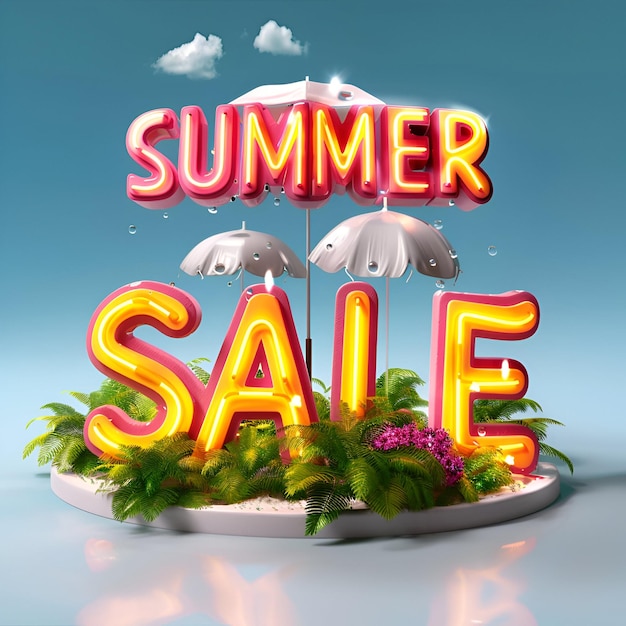 Photo summer sale text summer letters for design happy summer discount sale post summer background