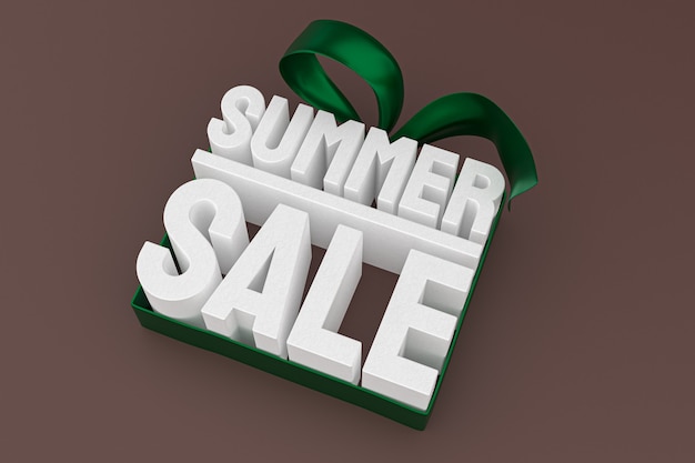 Summer sale with bow and ribbon 3d design render background