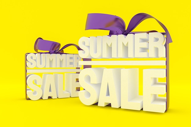 Summer sale with bow and ribbon 3d design render background