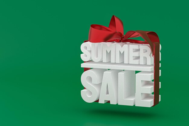 Summer sale with bow and ribbon 3d design render background