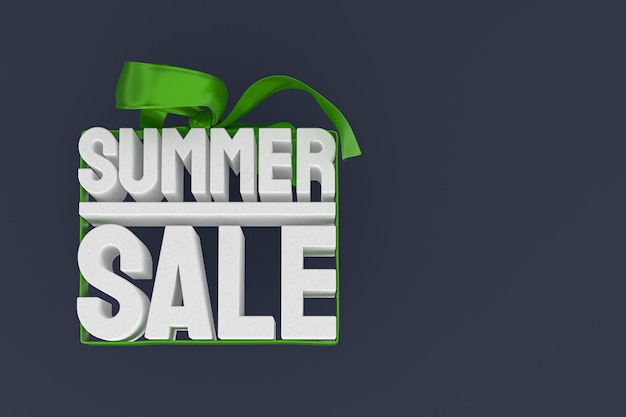 Summer sale with bow and ribbon 3d design render background