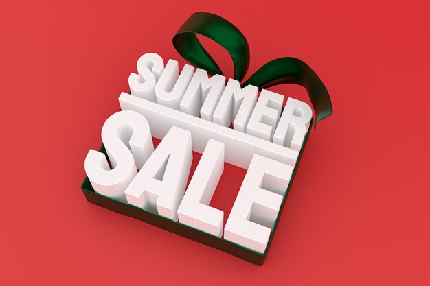 Summer sale with bow and ribbon 3d design render