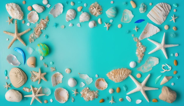 Summer Seashell Background with Space for Copy