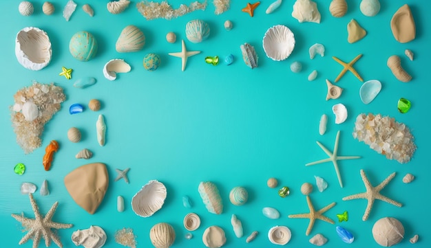 Summer Seashell Background with Space for Copy