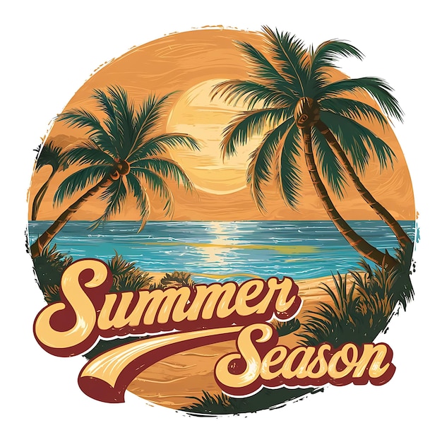 사진 여름 시즌 티셔츠 디자인 일러스트레이션