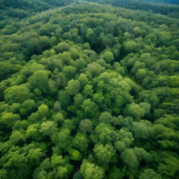 Summer Serenity Aerial View of Lush Forest Canopy