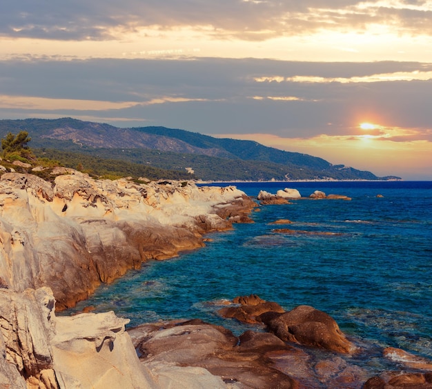 Summer Sithonia rocky coast Greece