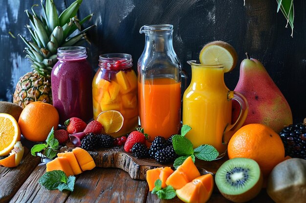 Summer smoothie and exotic fruits