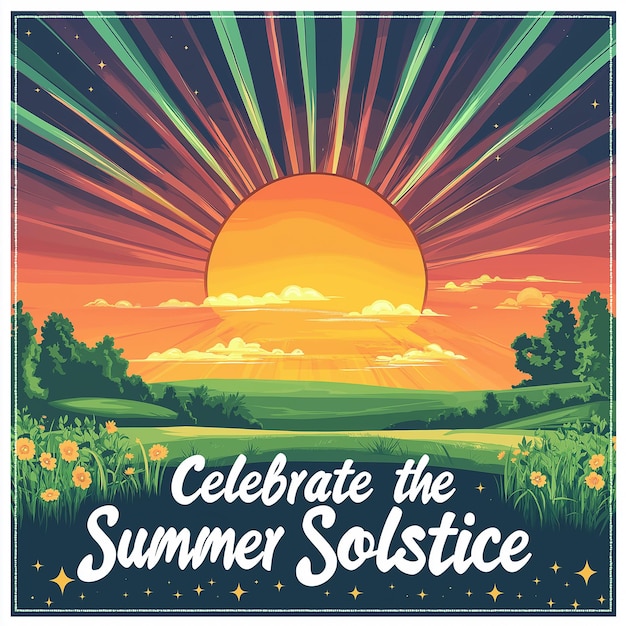summer solstice illustration capturing the vibrant energy of the longest day of the year