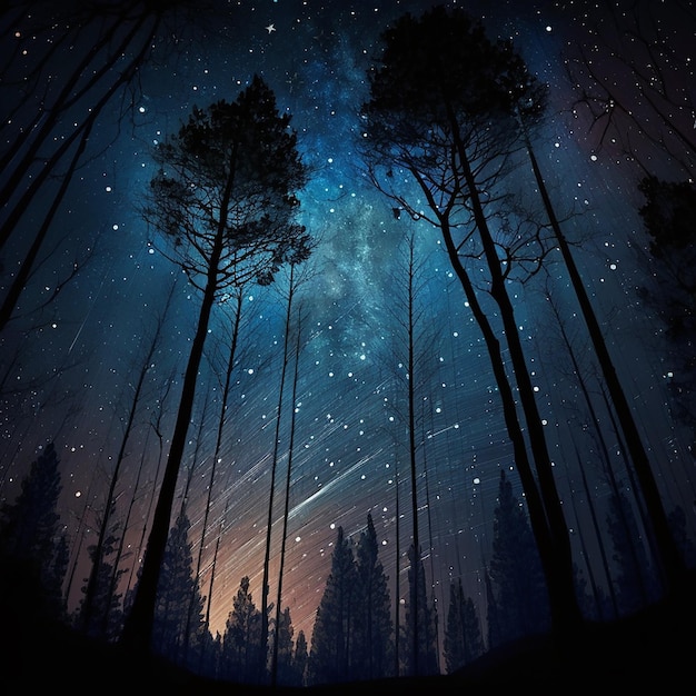 summer starfall night sky with many stars beautiful landscape interesting natural wallpaper
