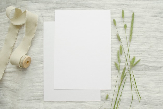 summer stationery mockup scene with herbs