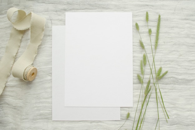 Summer stationery mockup scene with herbs