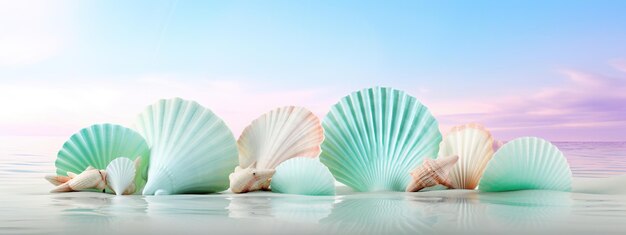 summer still life with shells on seawater