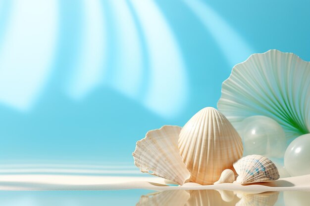 summer still life with shells on seawater