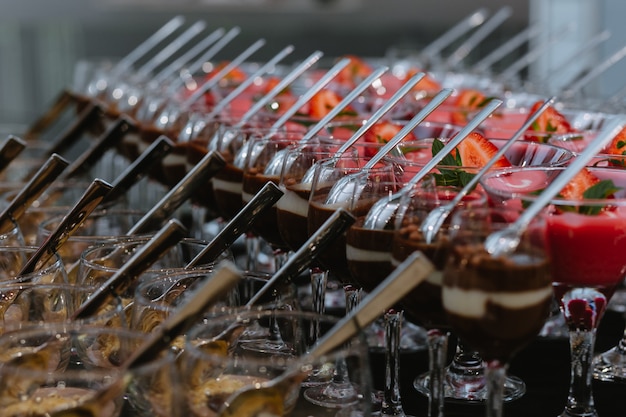 Summer strawberry dessert at the opening of a luxurious restaura