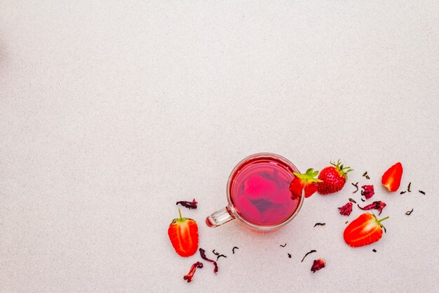 Summer strawberry hibiscus green tea