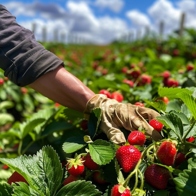 Summer Strawberry Picking in Lithuania Person in Field