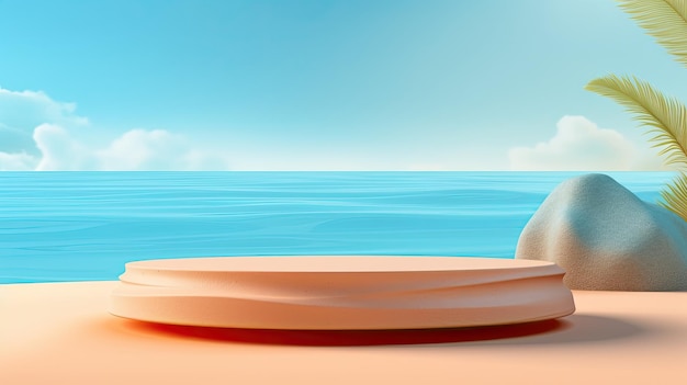 Summer style near the beach podium mockup