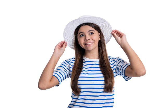 Summer stylish cheerful teen girl on background summer stylish teen girl in studio