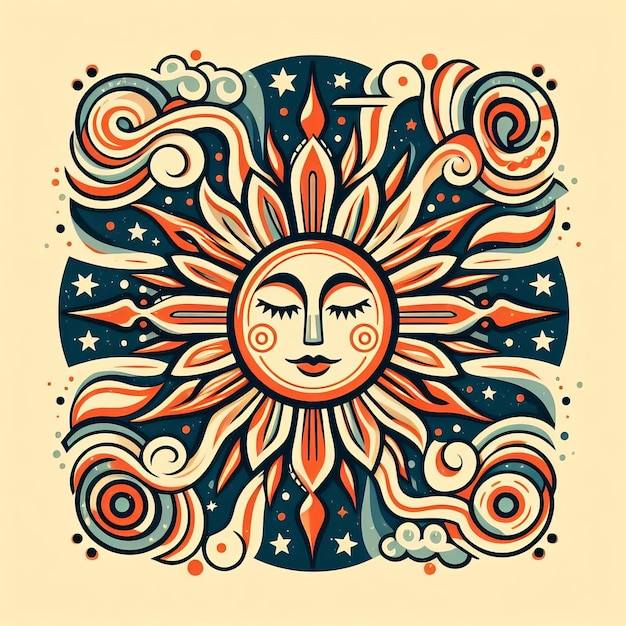 夏の太陽の光 海の熱い季節 水の波 紙の工芸品のスタイル 生産的なアイ
