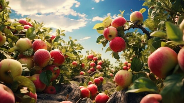 Summer sunny apple garden