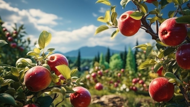 Summer sunny apple garden