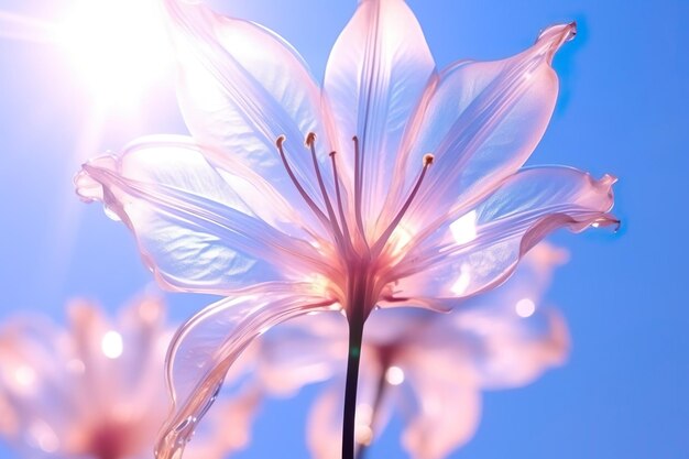 Summer sunny day Futuristic flower Bellflower Gradient translucent glass melt Laser effect