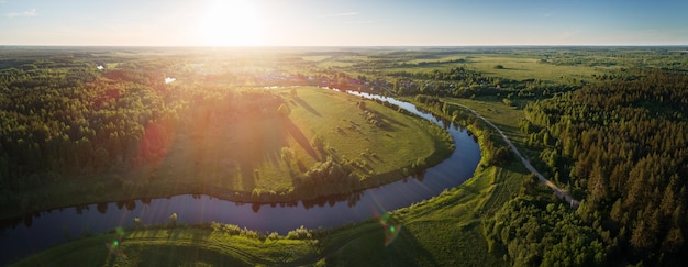 Summer sunset above the river