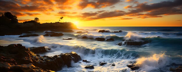 Summer sunset over sea shore