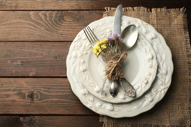 Summer table setting in rustic style