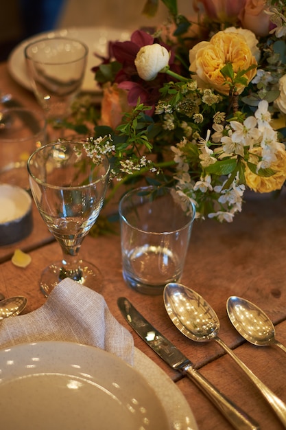 Summer table setting in rustic style.