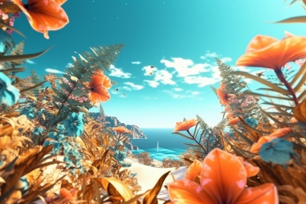 Summer Themed Lush Fractal Design Background