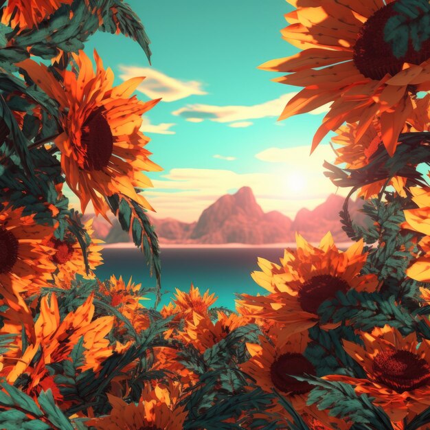 Summer Themed Lush Fractal Design Background