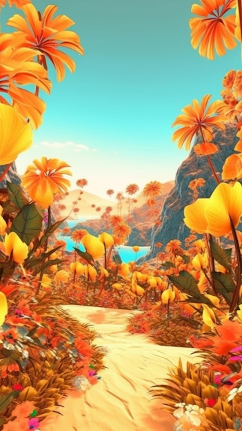 Summer Themed Lush Fractal Design Background