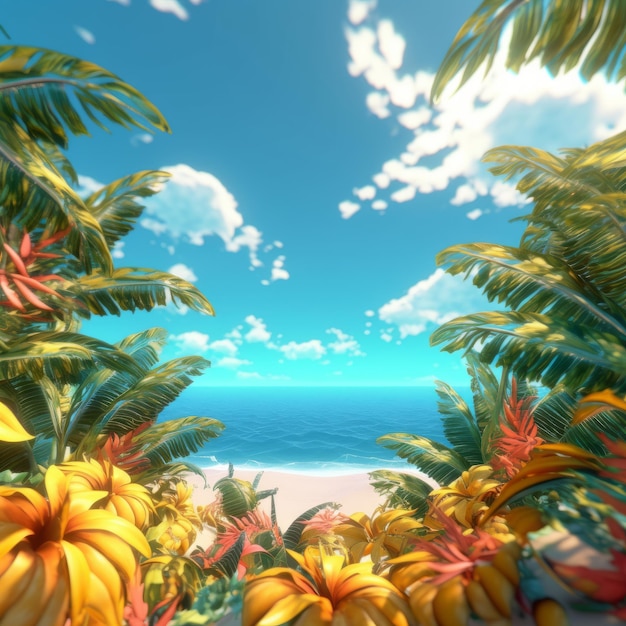 Summer Themed Lush Fractal Design Background