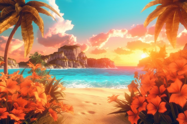 Summer Themed Lush Fractal Design Background