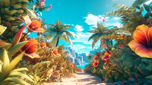 Summer Themed Lush Fractal Design Background