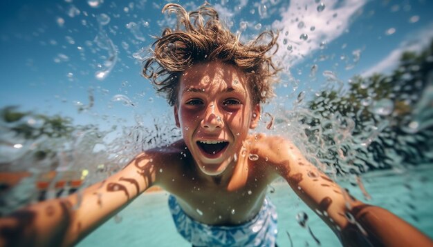 夏休みの休日のコンセプトプロの写真撮影ポジティブな夏の雰囲気