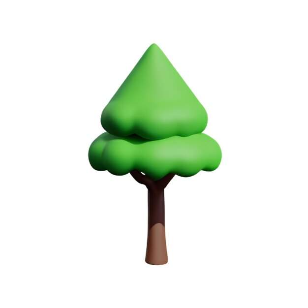 Foto albero estivo su sfondo bianco illustrazione di albero cartone animato low poly