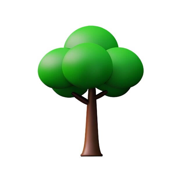 Foto albero estivo su sfondo bianco illustrazione di albero cartone animato low poly