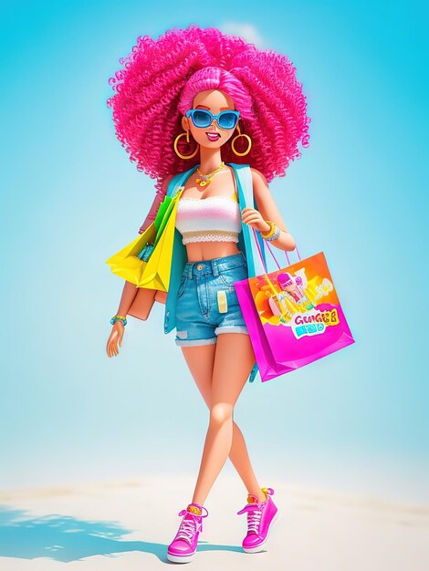 Photo summer trendy outfit for barbie doll fashionable shopping spree