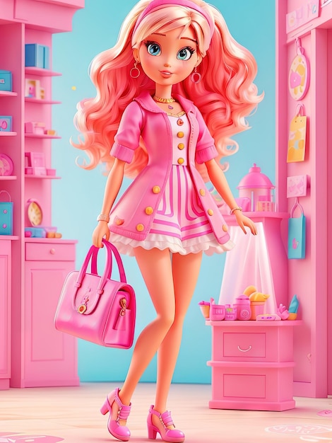 Photo summer trendy outfit for barbie doll fashionable shopping spree