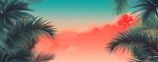 Photo summer tropical background refreshing design pop colors banner generative ai