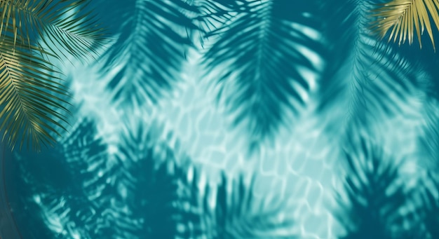 Фото Летний тропический фон бассейн с тропической теней листьев генеративный ai