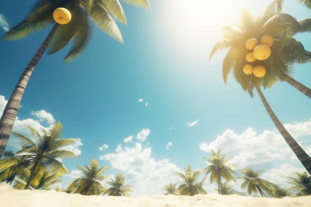 Summer tropical background with copy space Illustration AI Generative