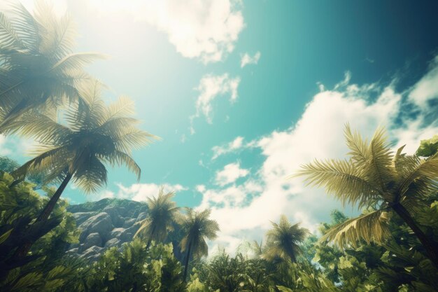 Summer tropical background with copy space Illustration AI Generative