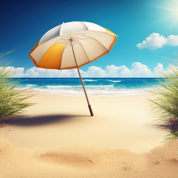 Summer tropical beach 3d concept cute colorful background