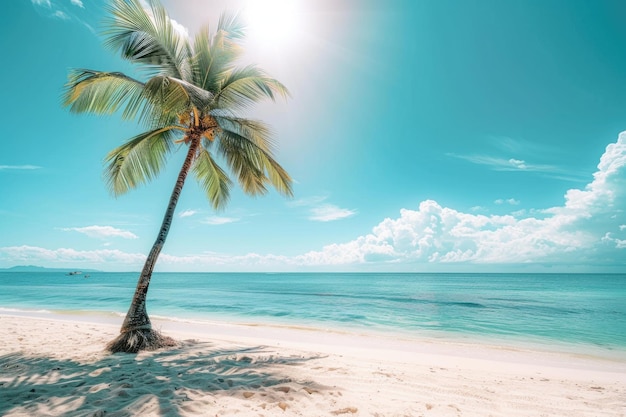 Summer tropical beach with white sand and coconut trees