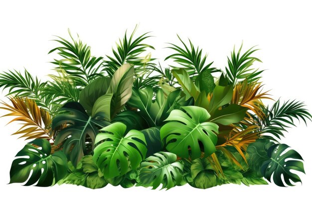 Summer tropical composition with green palm leaves on white background Generative AI